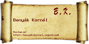 Benyák Kornél névjegykártya